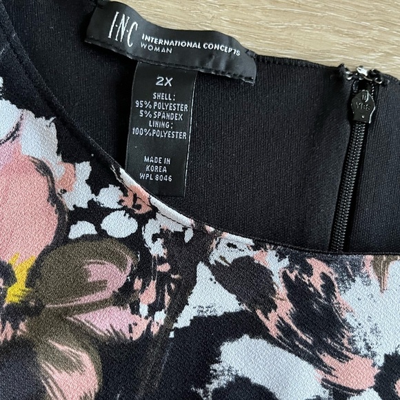 INC International Concepts Peony Garden Floral Bodycon Dress Black Size 2X - Picture 4 of 8
